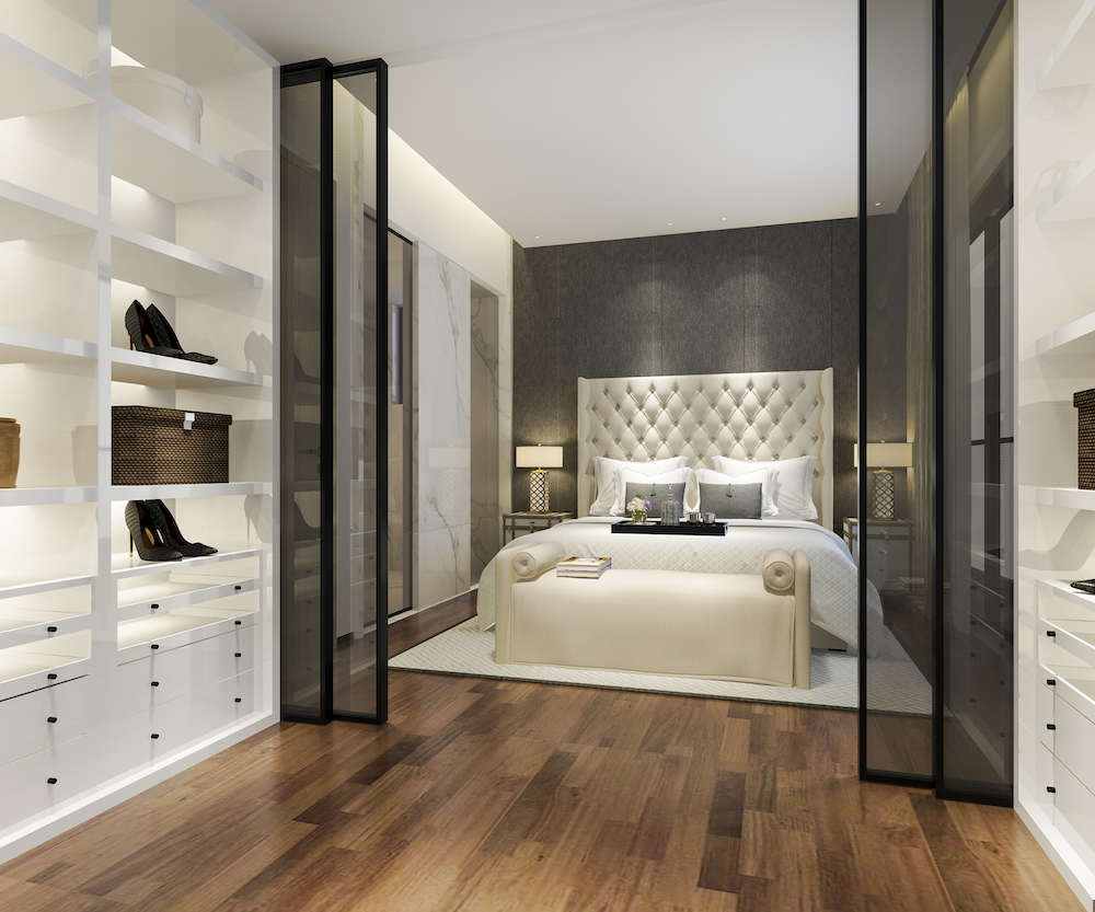 Luxury Modern Bedroom with wardrobe and walk in closet