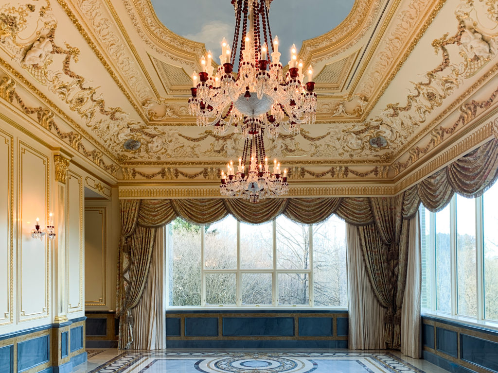 Luxury Interior Design with gold and blue custom plaster molding