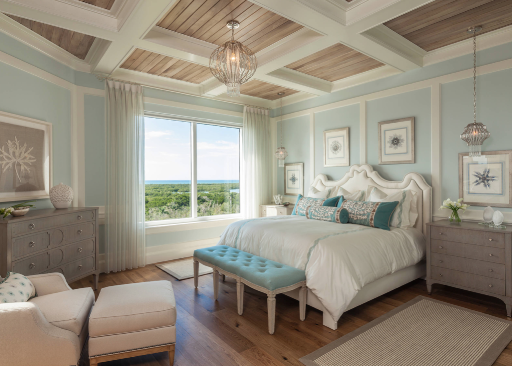 Master Bedroom with turquoise and beige tones