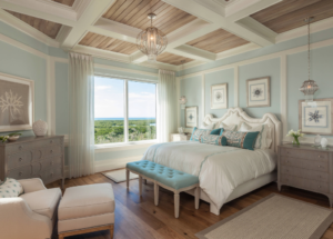 Master Bedroom with turquoise and beige tones