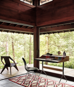 Desk with a chair with a view of nature to Work From Home