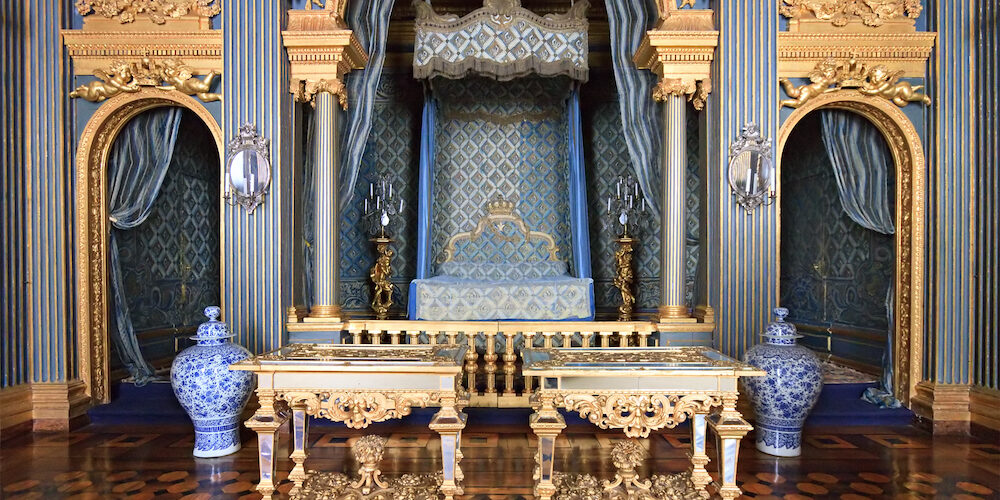Luxury Master Bedroom with blue and gold