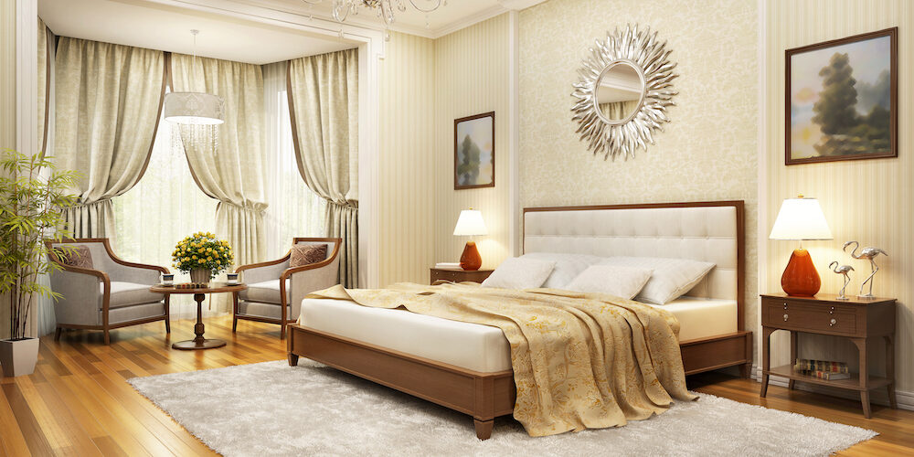 Mindful Zen Interiors | Bedroom with beige walls | Haleh Design, Inc.